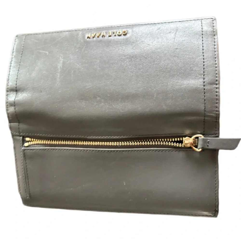 Cole Haan Vestry Slim Flap Wallet | Stormcloud Gray Leather VGC